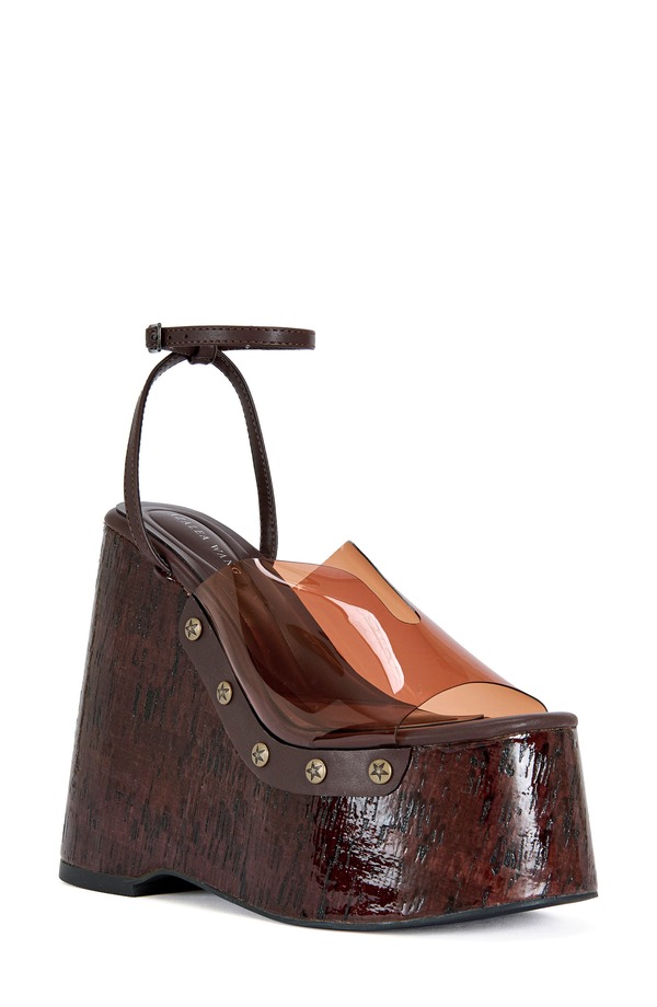 アザレア ワン レディース シューズ ヒール プラットフォーム サンダル AZALEA WANG Jenza Platform Wedge Sandal Chocolate チョコレート｜ReVida 店