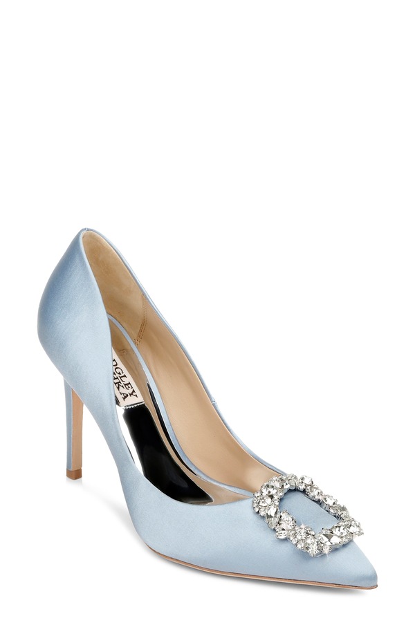 バッドグレイミッシカ レディース シューズ 踵 Badgley Mischka Collection Cher Crystal Embellished Pump Azure Blue 青色