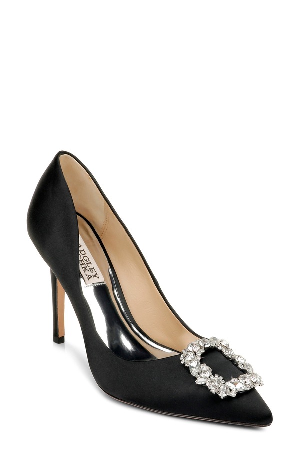 バッドグレイミッシカ レディース シューズ 踵 Badgley Mischka Collection Cher Crystal Embellished Pump Black 黒いこと