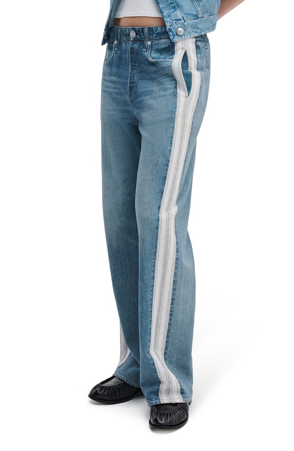 ラグアンドボーン レディース ボトムス デニムパンツ ワイドレッグ パイル コットン ジーンズ rag & bone Miramar Side Stripe Wide Leg Cotton Terry Sweatpant Jeansport ストライプ