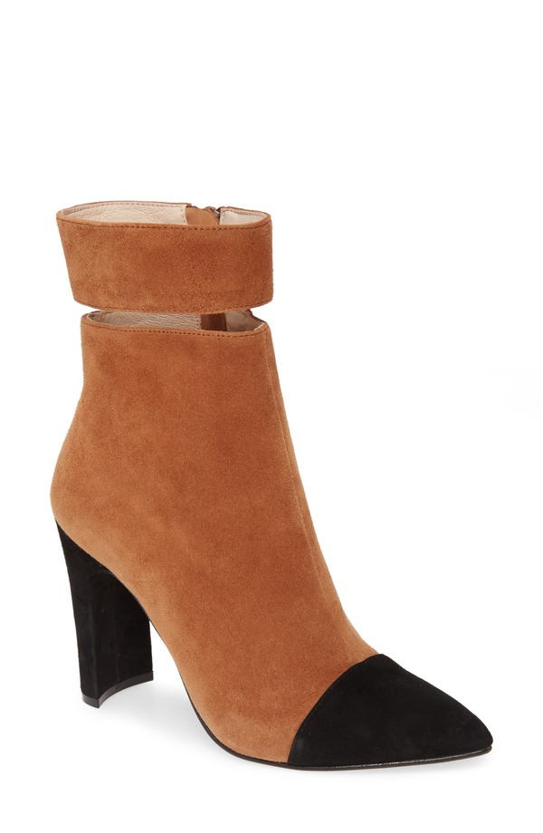 【送料無料】 42 ゴールド レディース ブーツ・レインブーツ シューズ Kiki Pointed Toe Bootie Chestnut Suede