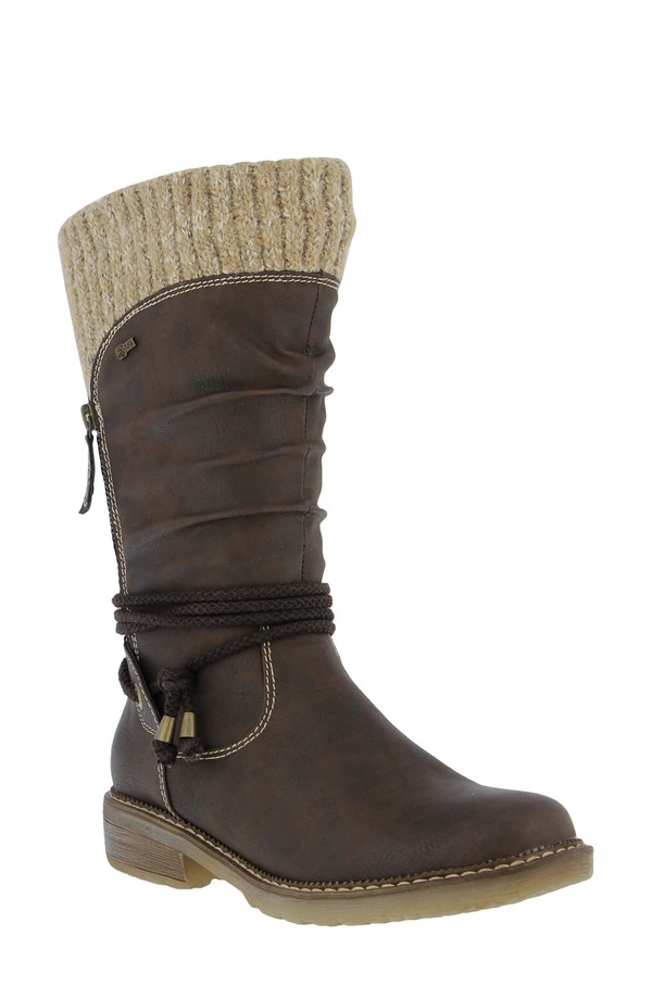 春月踏み段 レディース シューズ ブーツ・レインブーツ 旗がしら Spring Step Acaphine Wateresistant Boot Dark Brown Faux Leather 赤銅色