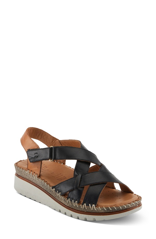 発条足取り レディース シューズ 踵 サンダル Spring Step Migula Slingback Wedge Sandal Black 黒いこと