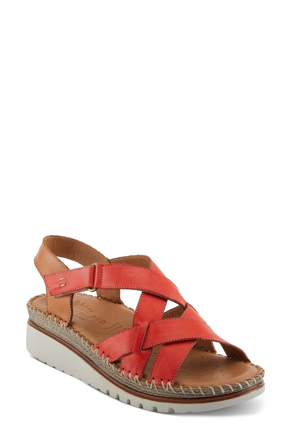 発条足取り レディース シューズ 踵 サンダル Spring Step Migula Slingback Wedge Sandal Red 赤いこと