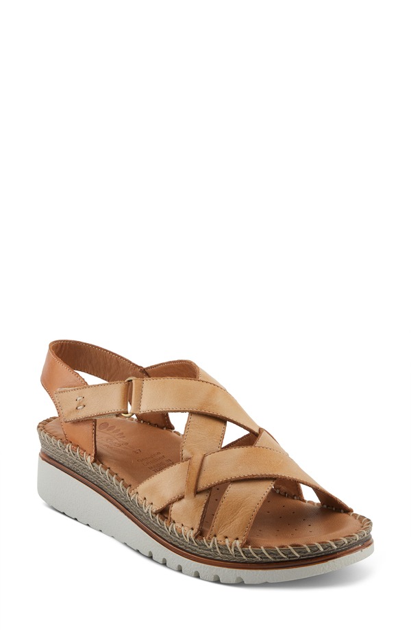 発条足取り レディース シューズ 踵 サンダル Spring Step Migula Slingback Wedge Sandal Tan タン