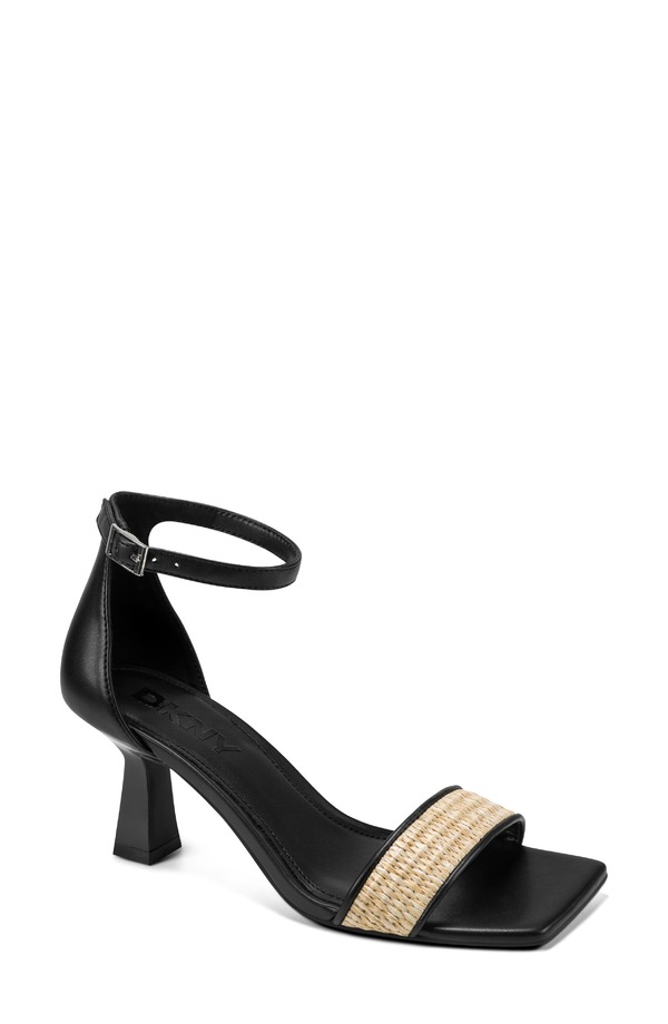 ダナ キャラン ニューヨーク州 レディース シューズ サンダル アンクル DKNY Krazz Ankle Strap Sandal Natural/ Black 黒いこと コンフォートサンダル-サンダル