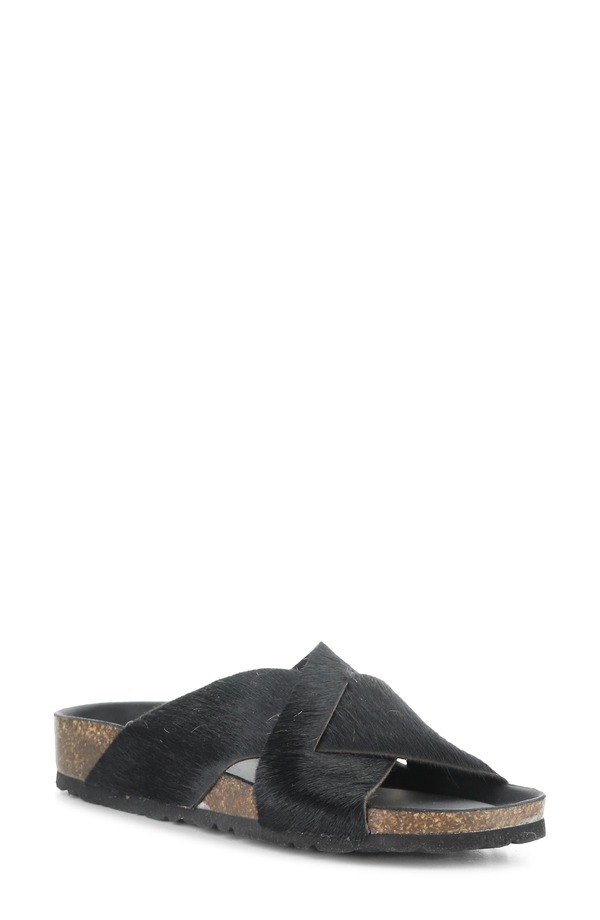 ボスアンドコー レディース シューズ サンダル Bos. & Co. Suna Genuine Calf Hair Sandal Black ブラック｜ReVida 店