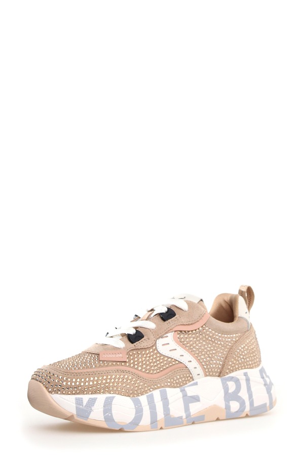 ボイルブランシェ レディース シューズ スニーカー Voile Blanche Club105 Sneaker Beige Strass ベージュ｜ReVida 店