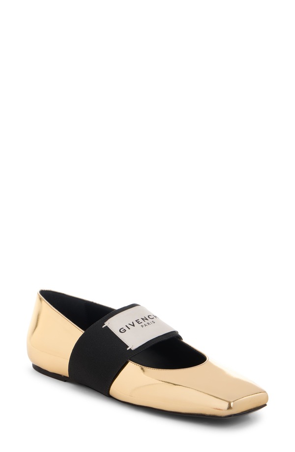 ジバンシー レディース シューズ パンプス Givenchy Sliced Square Toe Mary Jane Flat Golden