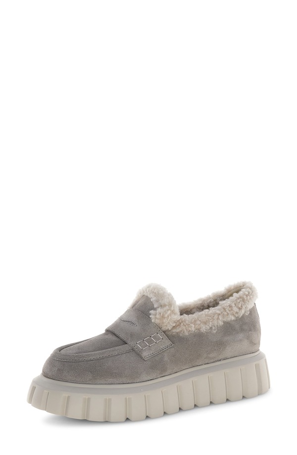 ボイルブランシェ レディース シューズ スリッポン・ローファー プラットホーム Voile Blanche Grenelle Genuine Shearling Platform Loafer Grey 薄墨色