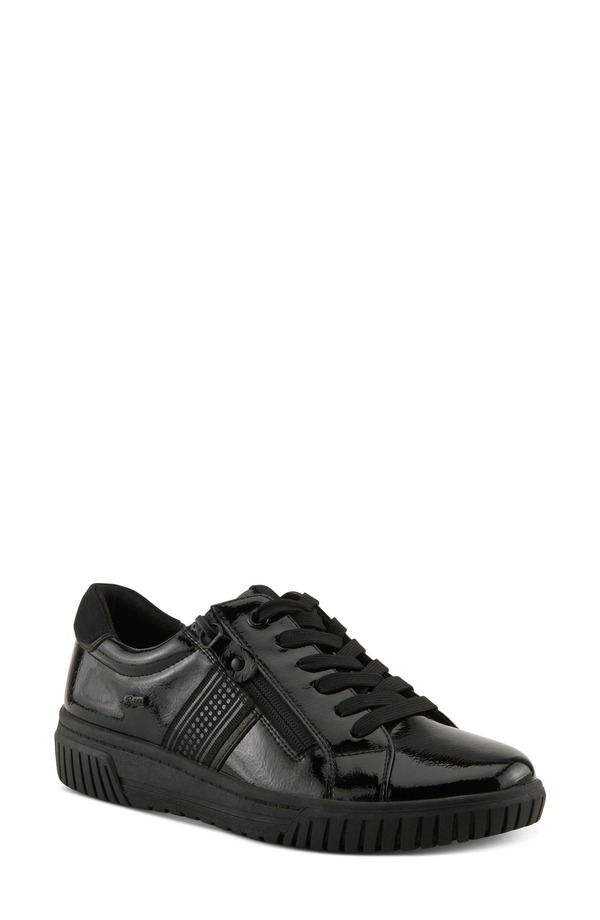 発条足取り レディース シューズ スニーカー Spring Step Jamia Wateresistant Sneaker Black Patent 黒いこと