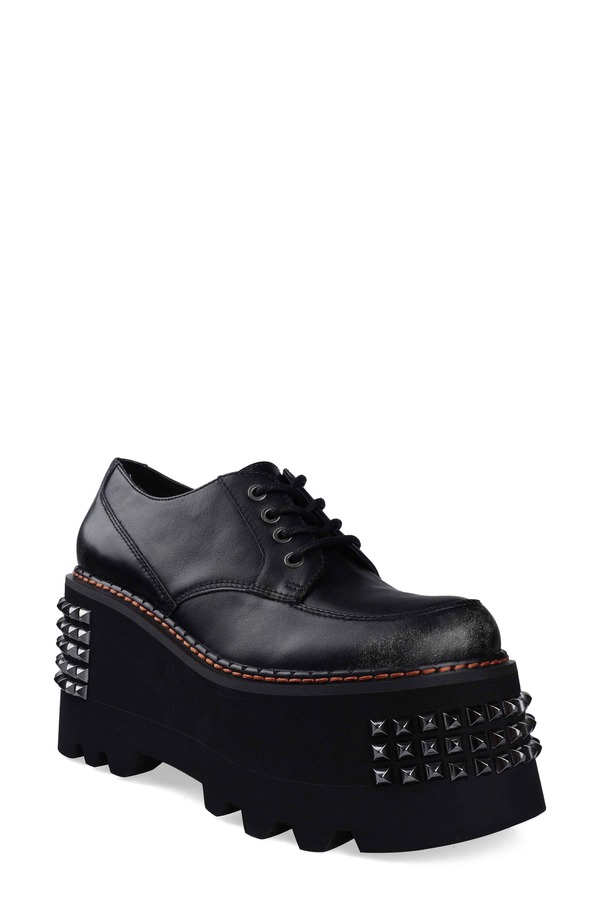 ジジ レディース シューズ オックスフォード プラットホーム 力くらべ ZIGI Celestina Stud Platform Derby Black 黒いこと
