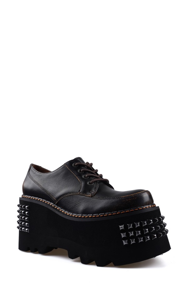 ジジ レディース シューズ オックスフォード プラットホーム 力くらべ ZIGI Celestina Stud Platform Derby Brown 赤銅色