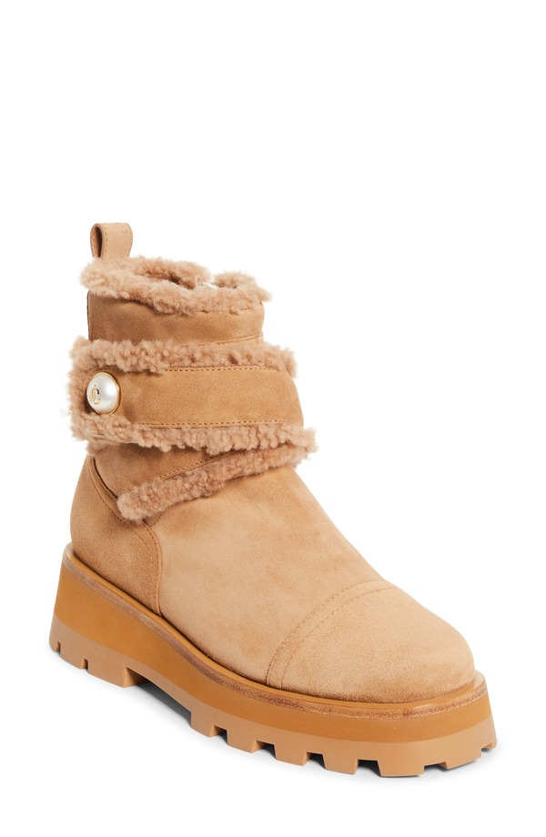 ジミーチュー レディース シューズ ブーツ・レインブーツ Jimmy Choo Meena Genuine Shearling Lined Bootie Toffee/ Toffee｜ReVida 店 216,400円