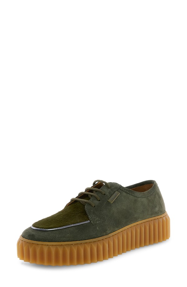 ボイルブランシェ レディース シューズ オックスフォード プラットホーム 山高帽子 Voile Blanche Londoner Genuine Calf Hair Platform Derby Green 緑であること
