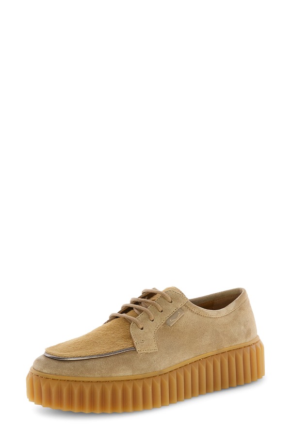 ボイルブランシェ レディース シューズ オックスフォード プラットホーム 山高帽子 Voile Blanche Londoner Genuine Calf Hair Platform Derby Light Brown 赤銅色