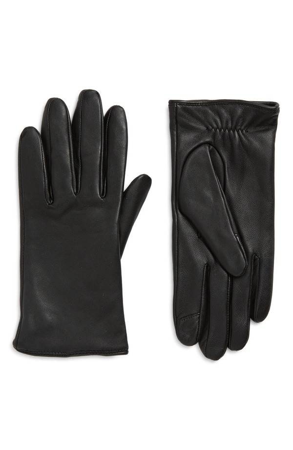 コールハーン レディース アクセサリー 手袋 レザー Cole Haan Leather Touchscreen Gloves Caviar｜ReVida 店