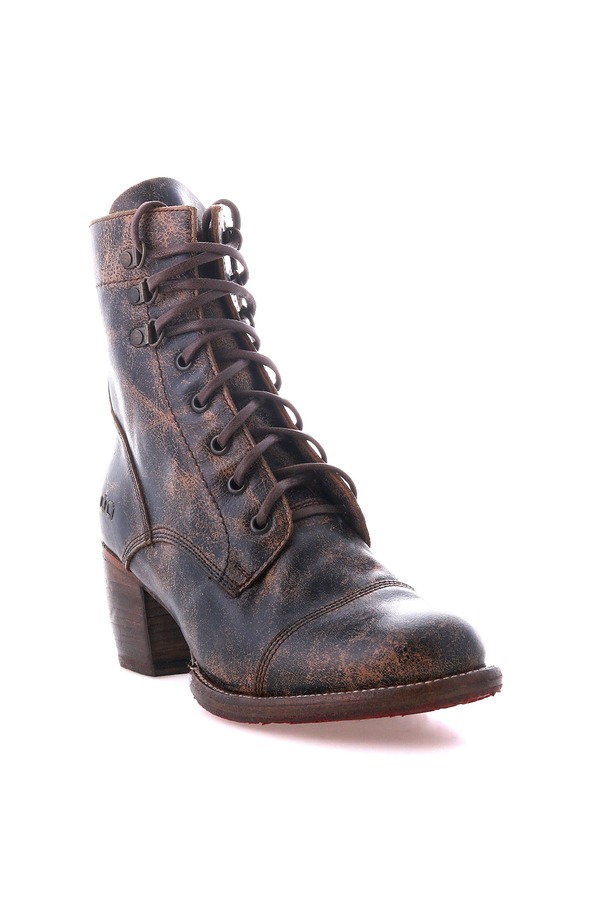 ベッドステュ レディース シューズ ブーツ・レインブーツ ヒール Bed Stu Judgement Heeled Combat Boot Black Lux ブラック