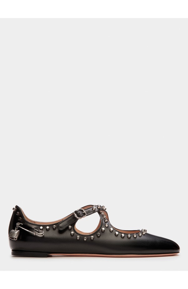 バリー レディース シューズ パンプス なめし革 Bally rina Flat インチ Calf Leather Black 黒いこと