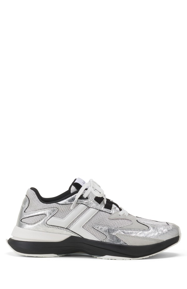 ランバン レディース シューズ スニーカー トール なめし革 Lanvin Jla Sneakers In Crinkled Metallic Leather Silver しろがね色