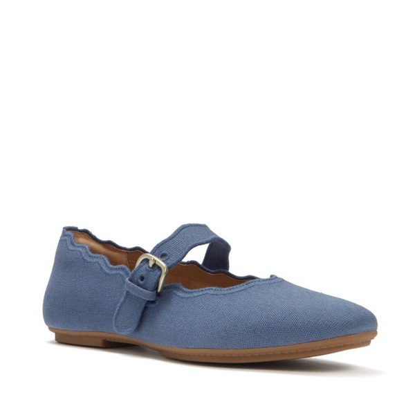 填まるフロップ レディース シューズ パンプス FitFlop Delicato Wavedge Canvas Mary Janes Cosmic Blue 青色