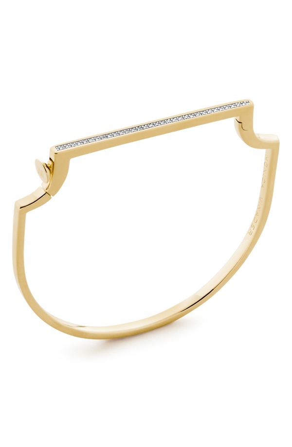 モニカヴィナダー レディース アクセサリー ブレスレット・バングル・アンクレット Monica Vinader Signature Skinny Pav Lab Grown Diamond Bangle 14Kt Solid Gold / Lab Dia ゴールド｜ReVida 店
