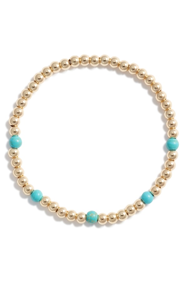 ナシェル レディース アクセサリー ブレスレット・バングル・アンクレット Nashelle Turquoise Stone & Bead Stretch Bracelet Gold Fill ゴールド|ReVida 店