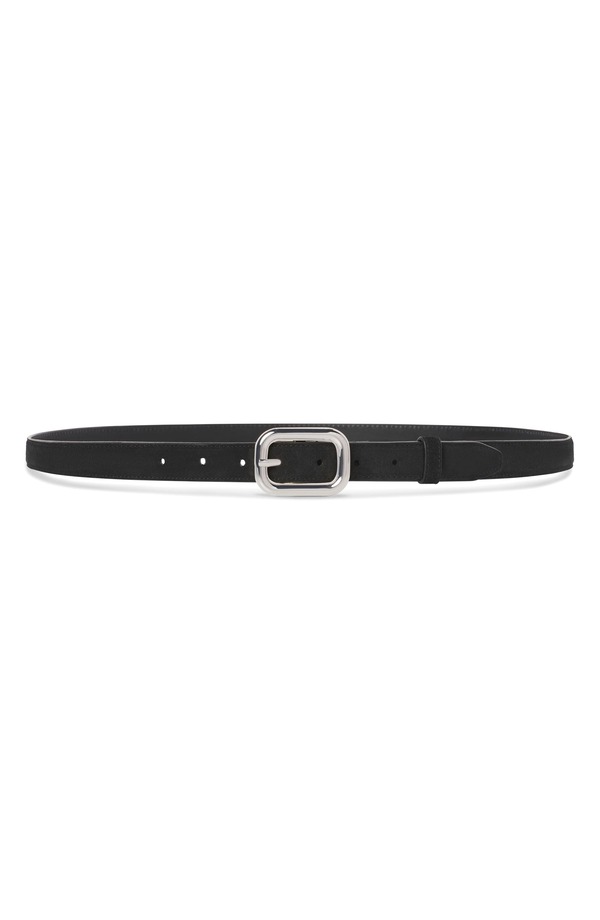 枠組み レディース 添え物 三尺帯 スエードクロス FRAME The Rounded Buckle Suede Belt Black 黒いこと