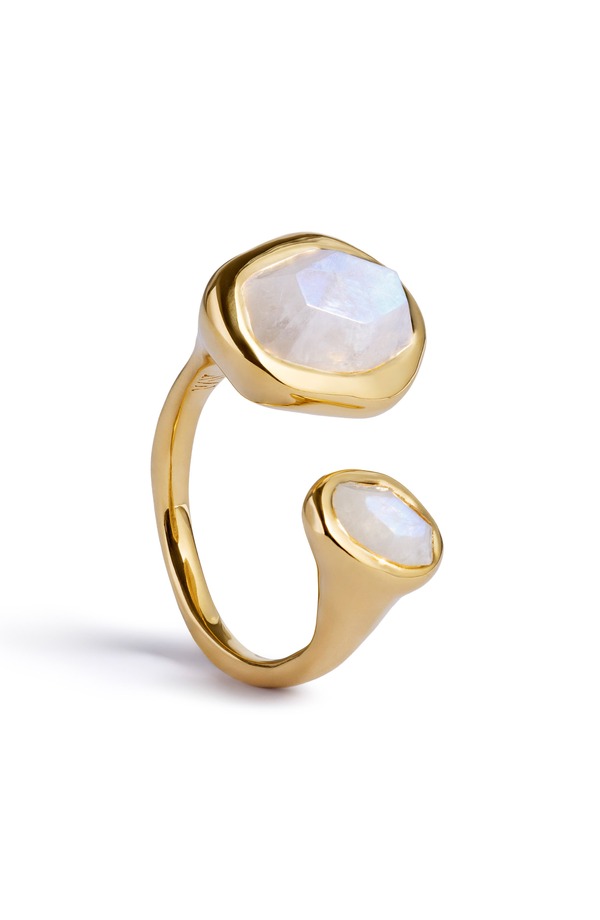 モニカヴィナダー レディース アクセサリー 指輪 Monica Vinader Odyssey Moonstone Open Ring 18K Gold Vermeil/ Moonstone ゴールド｜ReVida 店
