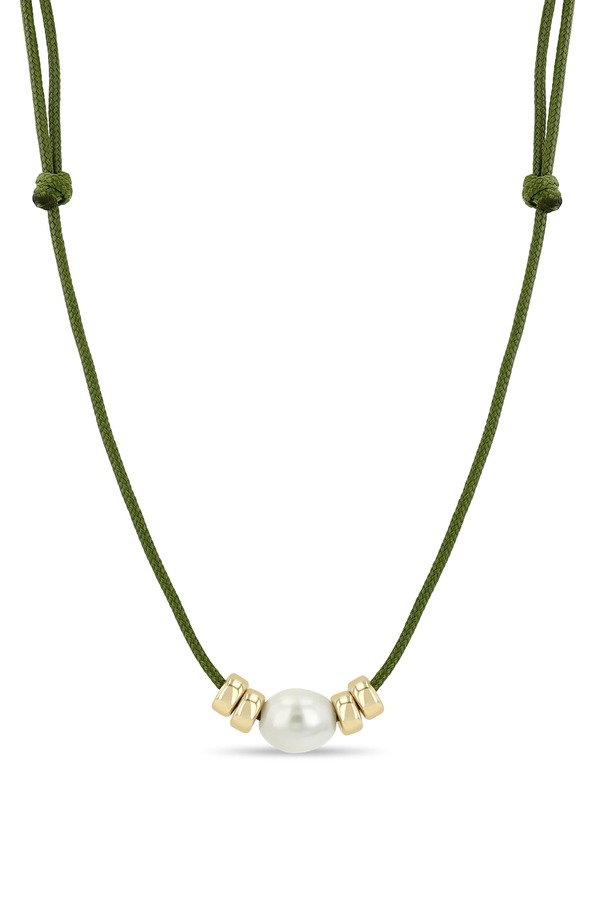 ゾーシッコ レディース アクセサリー ネックレス・チョーカー レース Zo Chicco Baroque Cultured Pearl Paracord Necklace 14K Yellow Gold / White Pearl ホワイト｜ReVida 店