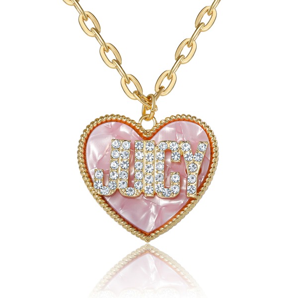 ジューシークチュール レディース アクセサリー ネックレス・チョーカー レース Juicy Couture 'JUICY' Heart Pendant Necklace Gold-Tone with Pink Enamel Gold Tone Pink ピンク|ReVida 店