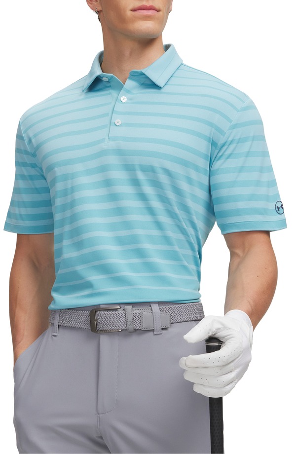 アンダーアーマー メンズ トップス ポロシャツ Under Armour UArmourDry Striperformance Golf Polo Blue Haze ブルー｜ReVida 店