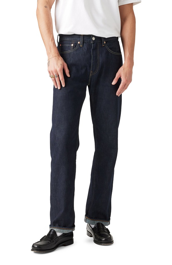 リーヴァイズジーンズ メンズ ボトムス ジーンズズボン下 引っ切り無い デニム Levi\u0027s 505 Relaxed Straight Leg Selvedge Jeans Midnight Selvedge