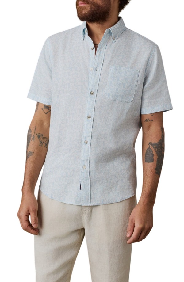 ファレティ メンズ トップス シャツ ダウン Faherty Breeze Short Sleeve Button-Down Shirt Clear Sky Leaf