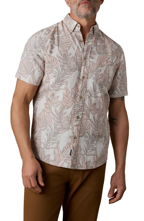 ファレティ メンズ トップス シャツ ダウン Faherty Breeze Short Sleeve Button-Down Shirt Coral Pond Leaves コーラル