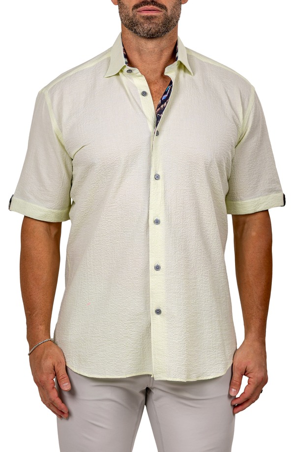 マセオ メンズ トップス シャツ Maceoo Galileo Marthy Short Sleeve Button-Up Shirt Yellow イエロー