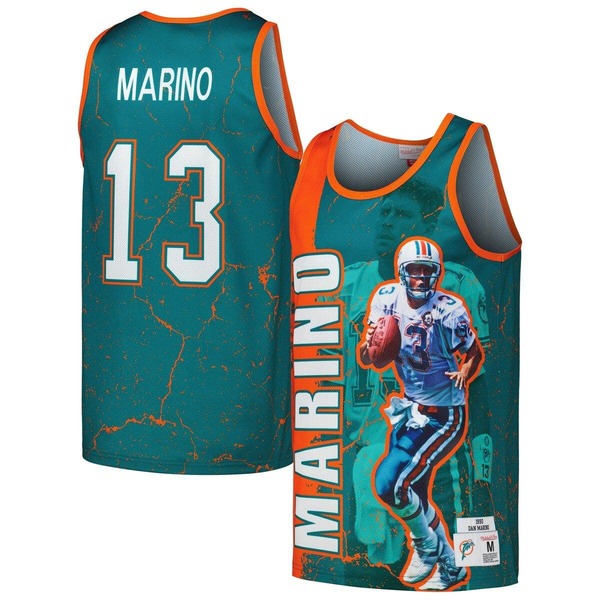 ミッチェル&ネス メンズ トップス シャツ Men's Mitchell & Ness Dan Marino Aqua Miami Dolphins 1990 Player Burstank Top Aqua アクア｜ReVida 店