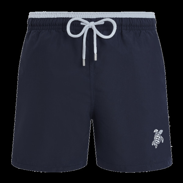 ヴィルブレクイン メンズ 水泳着 二分の一ズボン下・さる股引き Vilebrequin Men\u0027solid Bicolor Length Swim Trunks Marine / Blanc
