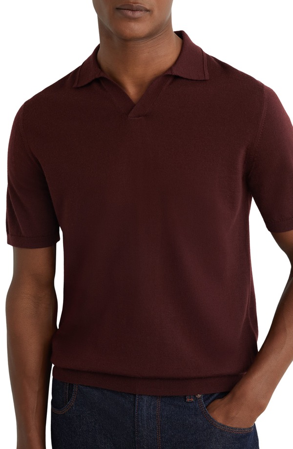 レイス メンズ トップス スポーツシャツ 羊毛 スウェーター Reiss Duchie Short Sleeve Wool Polo Sweater Port Red 赤いこと