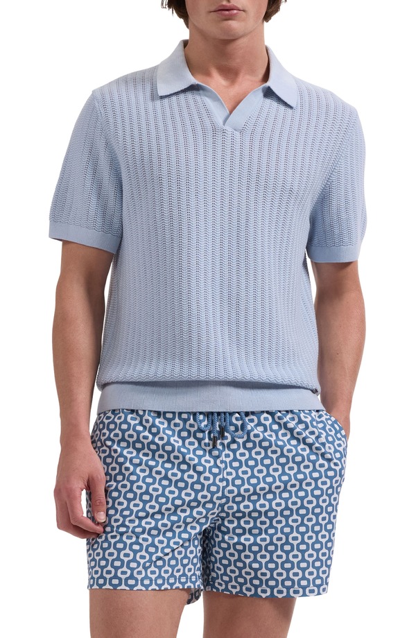 ブガッチ メンズ 海水着 二分の一ズボン下・さる股引き 刷り上げる Bugatchi Cruz Print Swim Trunks Peacock