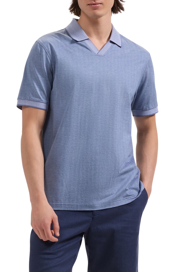 ブガッチ メンズ トップス スポーツシャツ Bugatchi Tipped Johnny Collar Polo Cobalt 青緑色