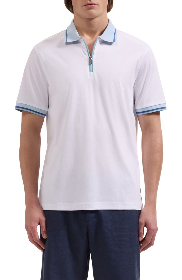 ブガッチ メンズ トップス スポーツシャツ ハーフジップ Bugatchi Quarter Zipolo White 白いこと