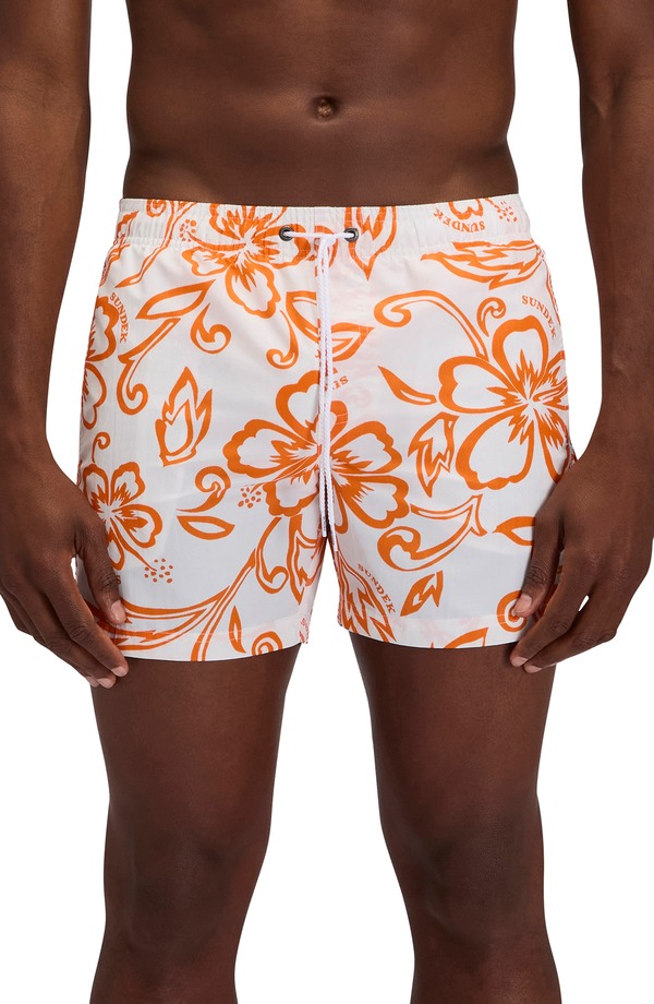 サンデッキ メンズ 海水着 二分の一ズボン下・さる股引き 刷り上げる Sundek Print Swim Trunks Vintage White 2 白いこと
