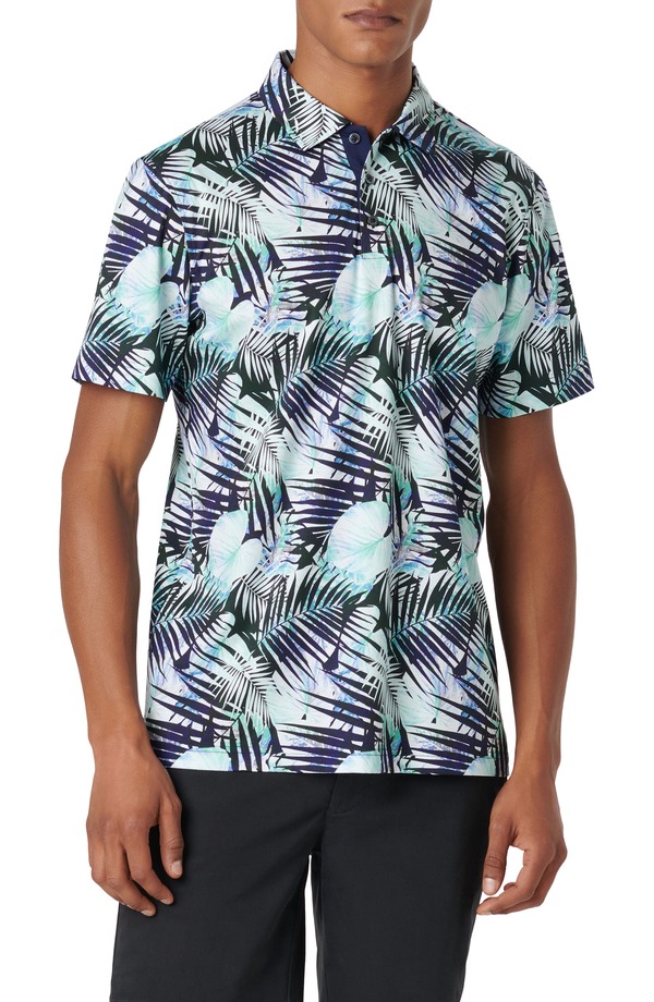 ブガッチ メンズ トップス スポーツシャツ 刷り上げる 綿織物 Bugatchi Hendrix Digitaleaf Print Pima Cotton Polo Turquoise 青緑色