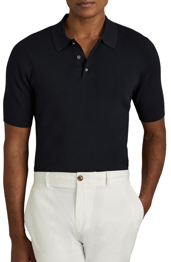 レイス メンズ トップス スポーツシャツ Reiss Berch Rib Polo Navy 米国海軍