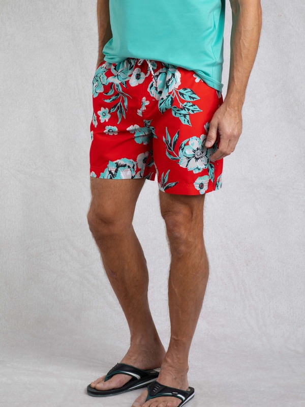 ウィアードフィッシュ メンズ 水着 ハーフパンツ・ショーツ プリント ショートパンツ Weird Fish Belukha Printed Swim Shorts Retro Red レッド｜ReVida 店