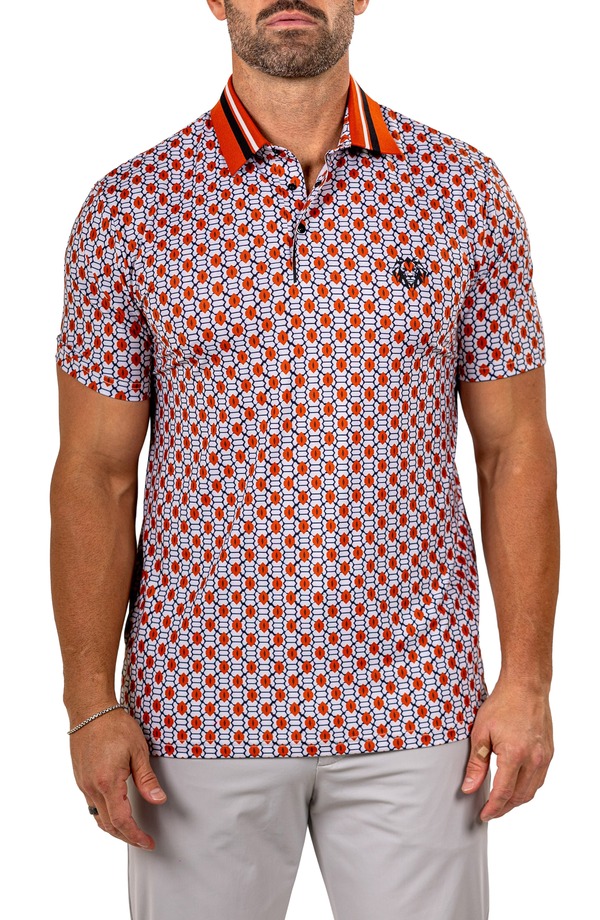 マセオ メンズ トップス スポーツシャツ 刷り上げる Maceoo Marthyr0027 Red Geo Print Golf Polo Red 赤いこと