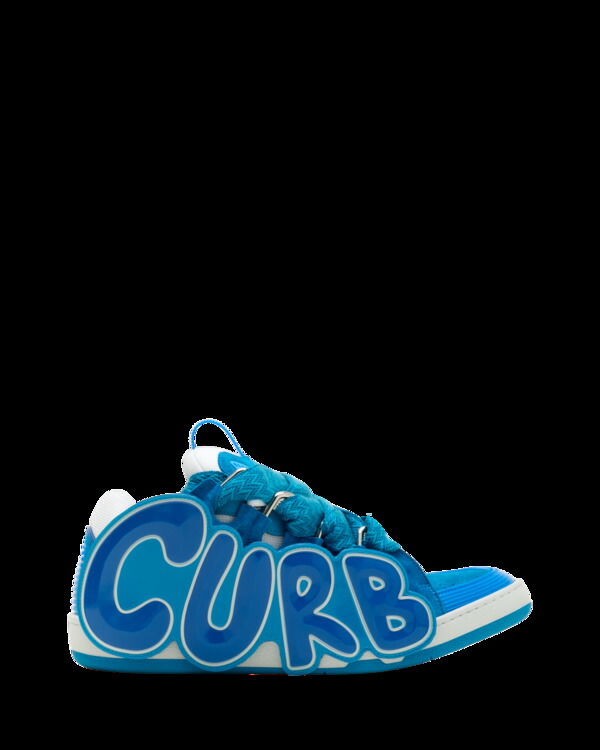 ランバン レディース シューズ スニーカー なめし革 Lanvin Curb Patch Sneakers In Leather Blue 青碧