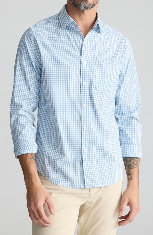アンタックイット メンズ トップス プルオーバー 綿織物 UNTUCKitattersall Check Wrinkle Free Cotton Button-Up Shirt Blue Green 青色
