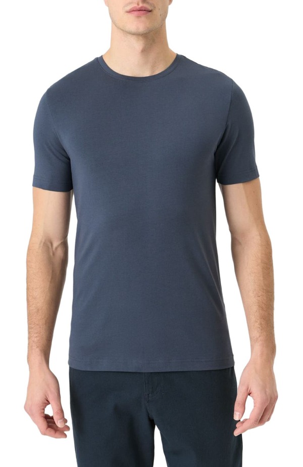 パクト メンズ トップス プルオーバー か細い嵌まる 労働者の一団首っ玉 綿織物 Pact Luxessential Slim Fit Crewneck Tee Made With Organicotton Steel Blue 青色